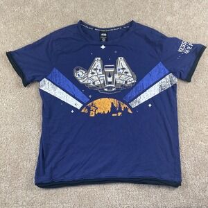 Star Wars Galaxys Edge Millennium Falcon Kessel Run Navy T-Shirt Mens Large